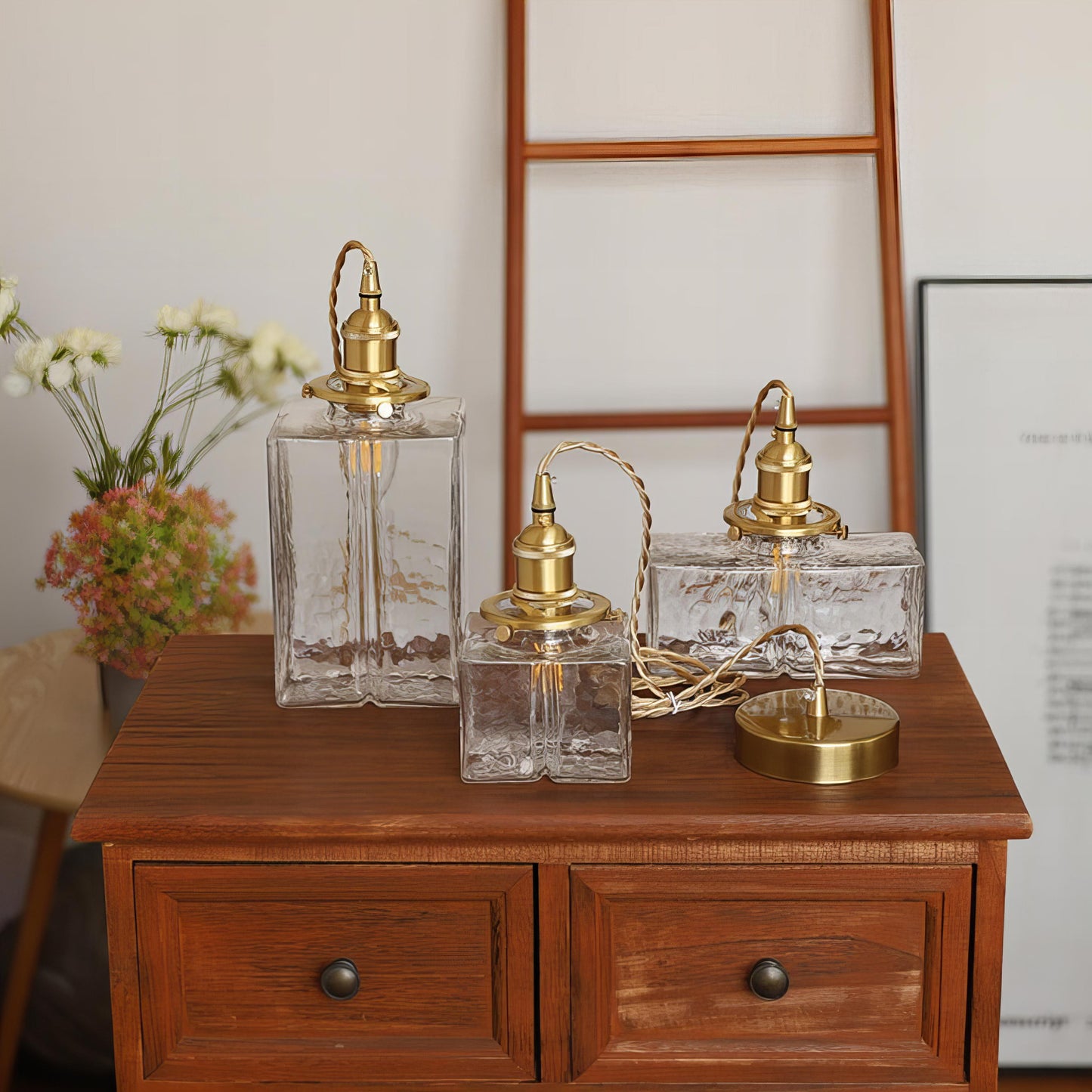 Luminara | Elegant Vintage Glass Pendant Light with Brass Fitting 5