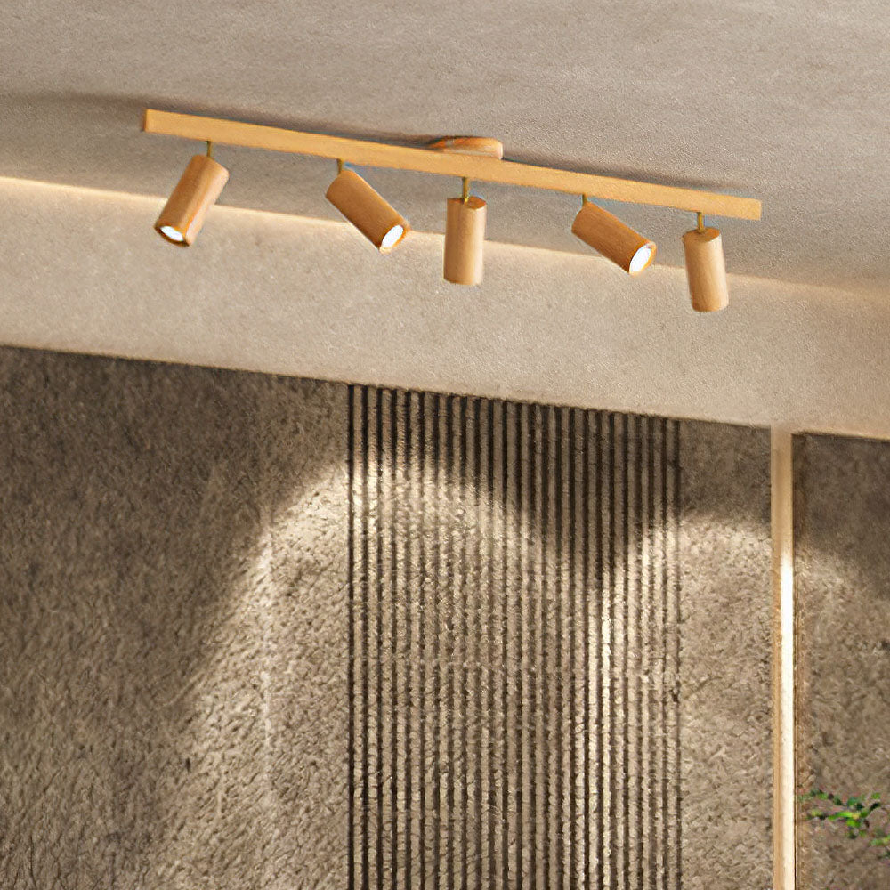 Luminara | Modern Adjustable Rubber Wood Ceiling Lamp 9