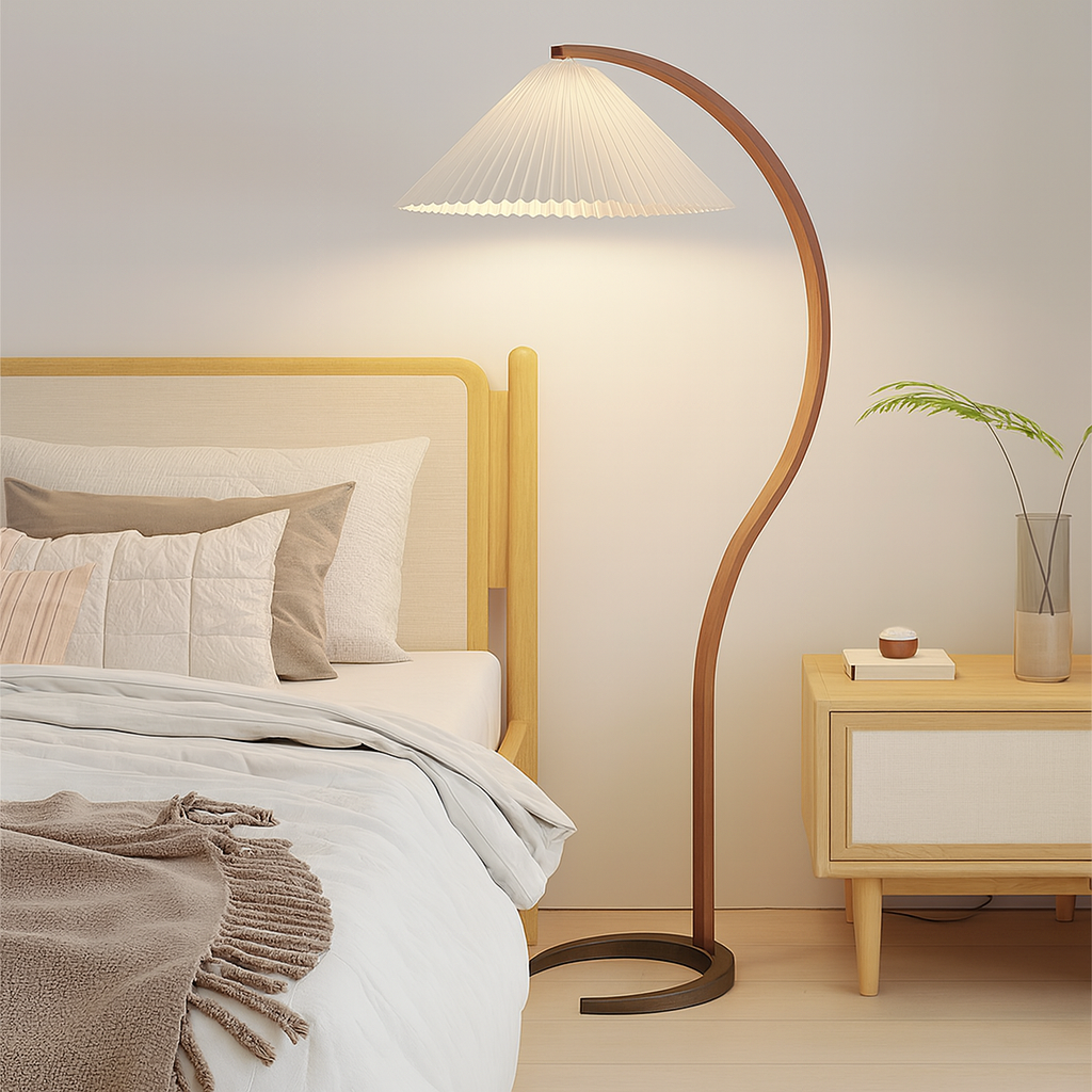 Luminara | Modern Elegant Beech Wood Floor Lamp with Linen Shade 1