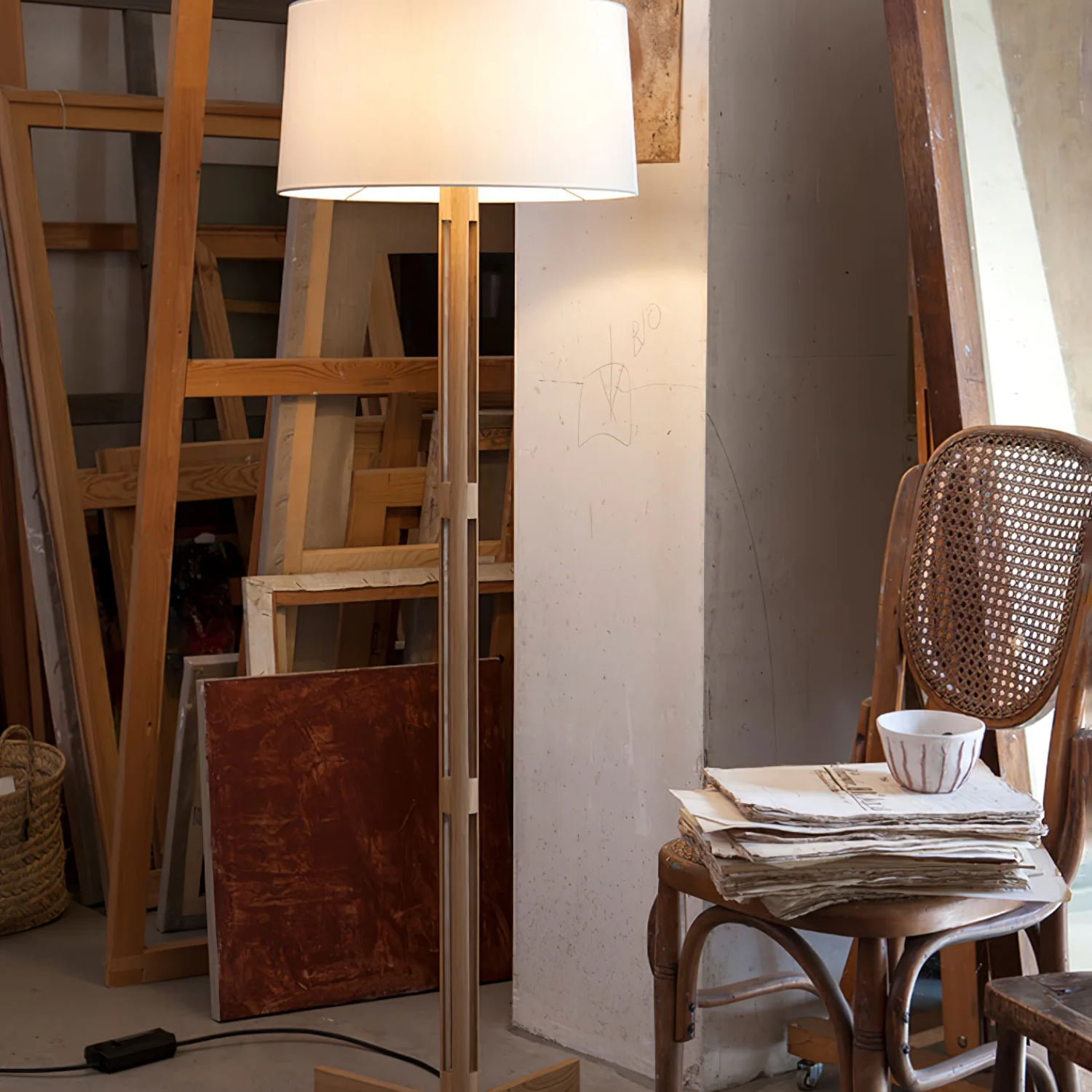 Luminara | Modern Elegant Wooden Floor Lamp with Fabric Shade 4