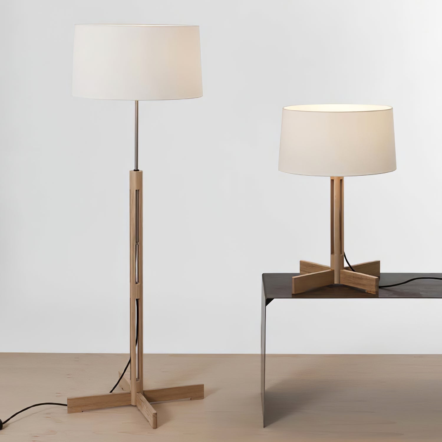 Luminara | Modern Elegant Wooden Floor Lamp with Fabric Shade 8