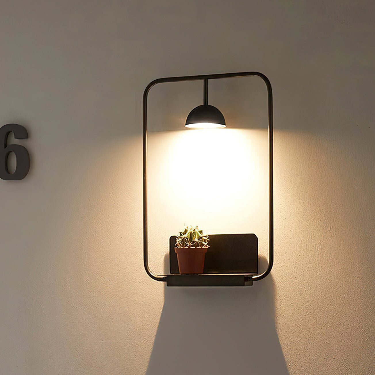 Luminara | Stylish Modern Metal Wall Lamp with Integrated Shelf 4