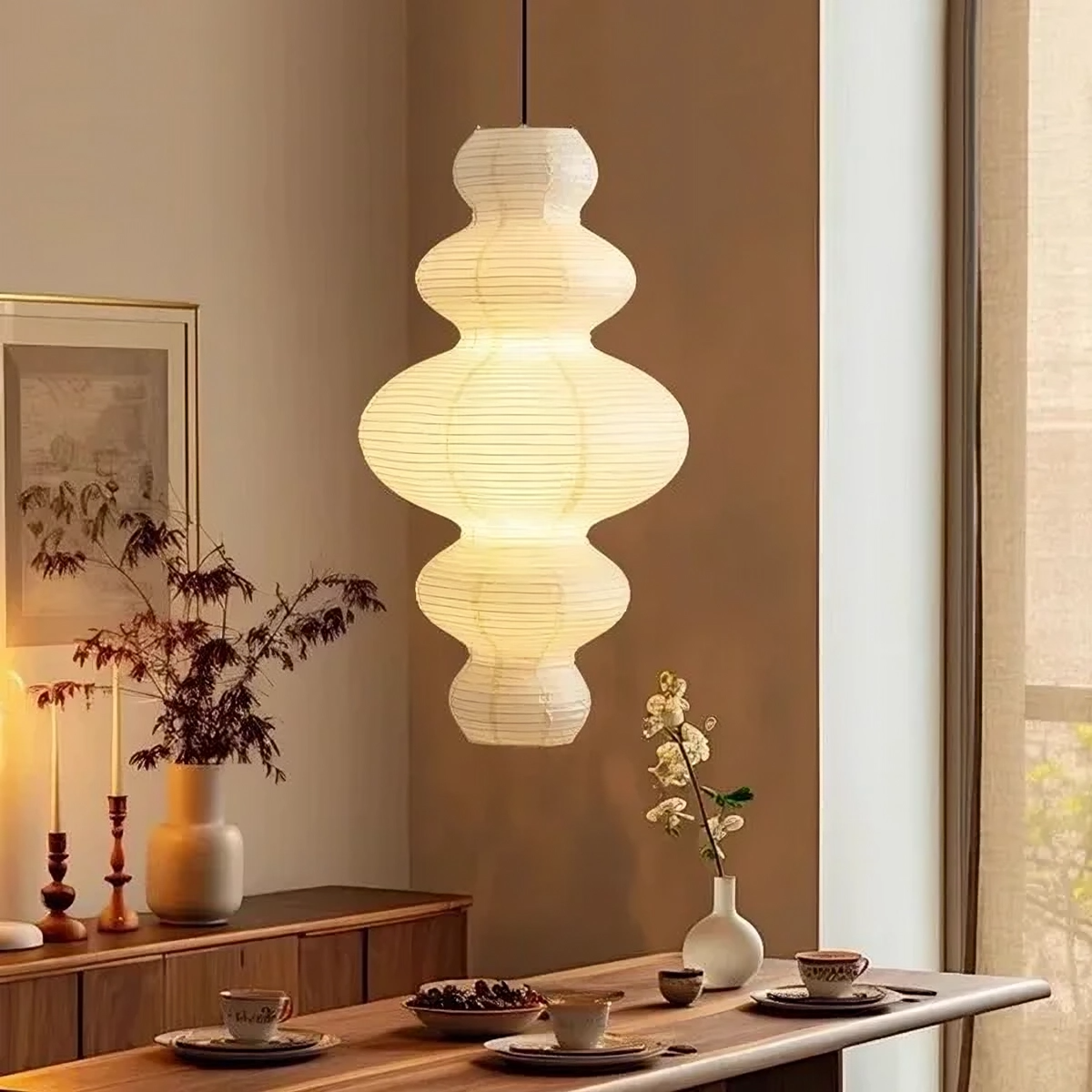 Lumory | Layered Paper Shade Pendant Light for Warm Glow - Lusomart