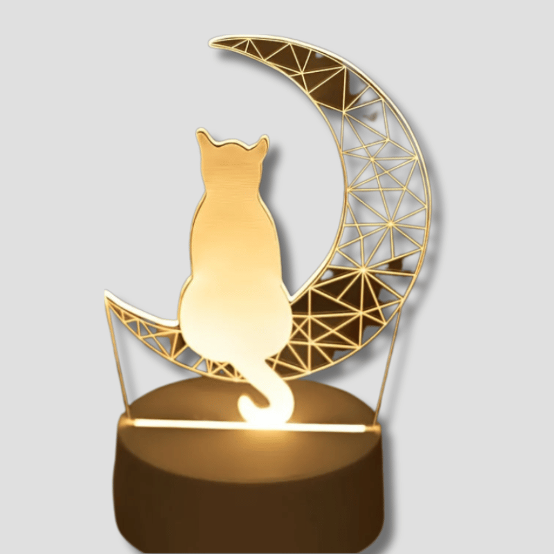 Cute Moon Cat Table Lamp for Bedside Lighting - Lusomart