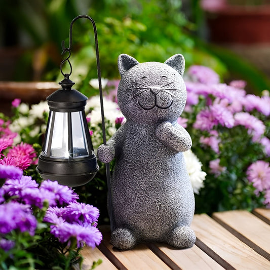 Colorful Painted Solar Cat Yard Decoration - Lusomart