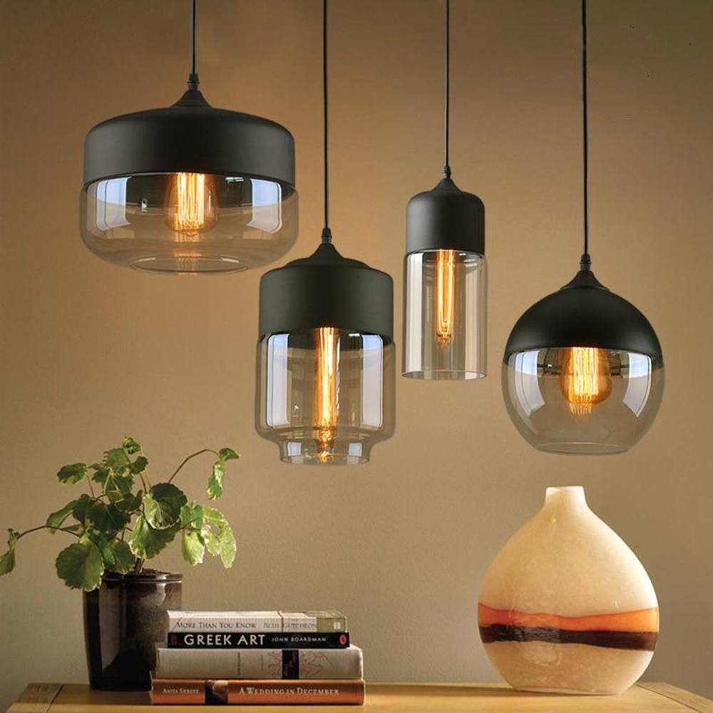 Metallic Glass Hanging Pendant Lamp