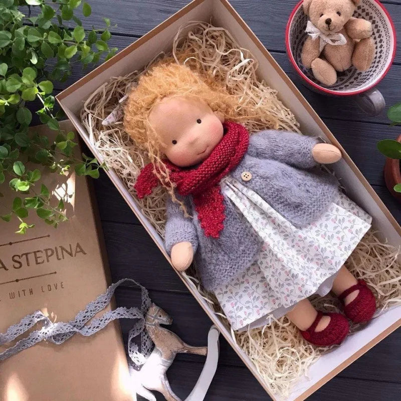 Luna | Waldorf Handmade Plush Doll – Soft Cotton Toy with Fabric Box | Cute & Cozy | For Children’s Birthday & Daily Imaginative Play 20