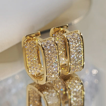 Copper Geometric Hoop Earrings with Sparkling Zirconia - Lusomart