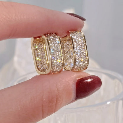 Lunara | Elegant Geometric Copper Alloy Hoop Earrings with Zirconia 1