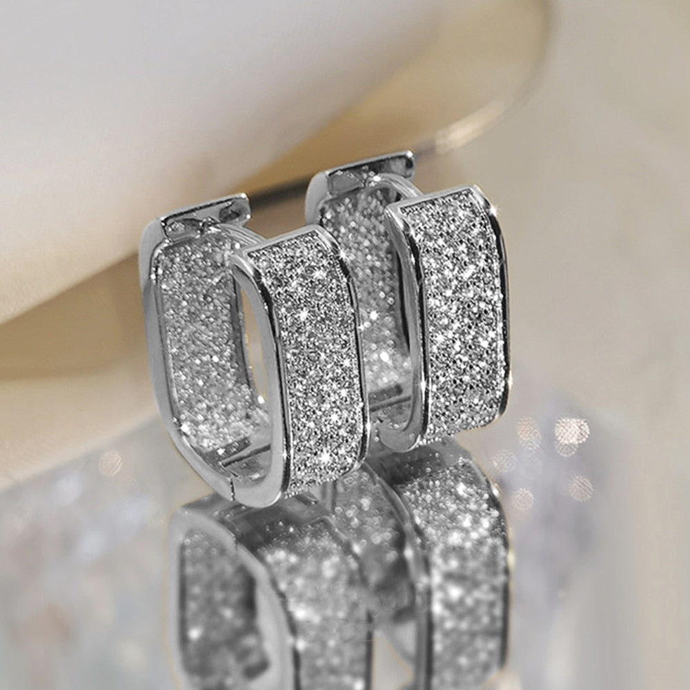 Lunara | Elegant Geometric Copper Alloy Hoop Earrings with Zirconia 5