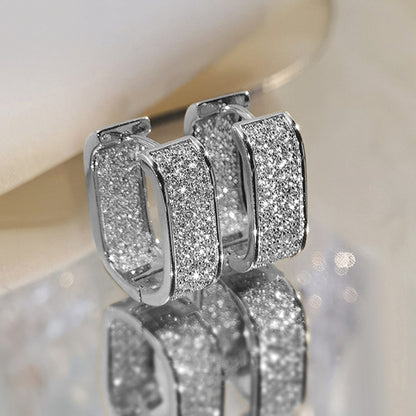 Lunara | Elegant Geometric Copper Alloy Hoop Earrings with Zirconia 5