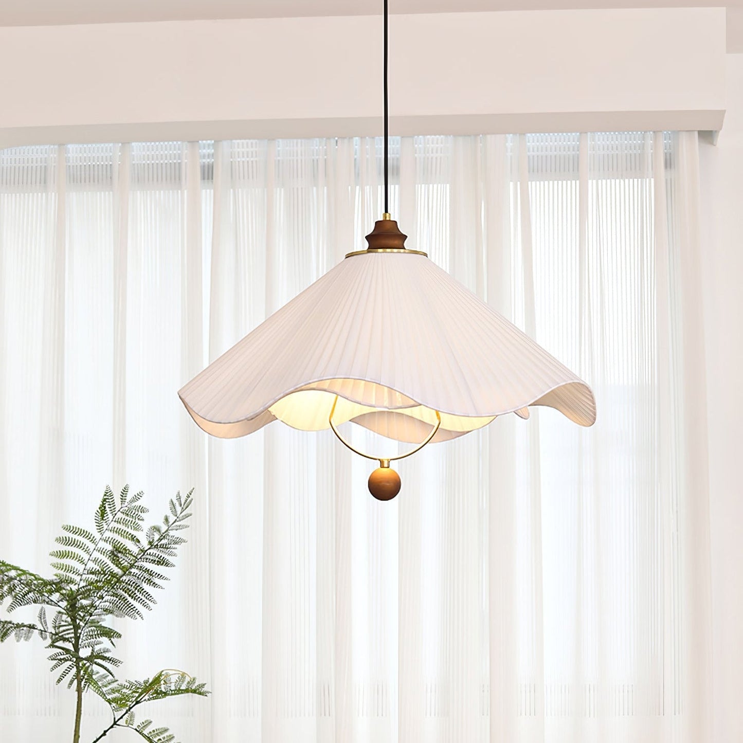 Lunara | Elegant Modern Fabric and Wood Kitchen Pendant Lighting 8