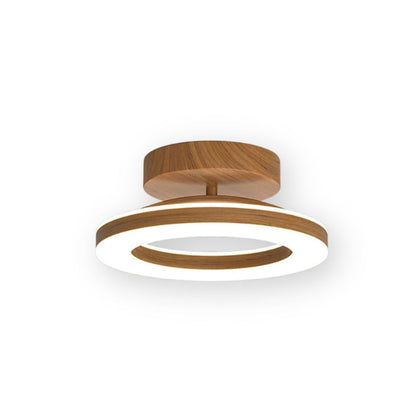 Lunara | Elegant Modern Ring-Shaped Ceiling Lamp in Warm Wood Tone 1