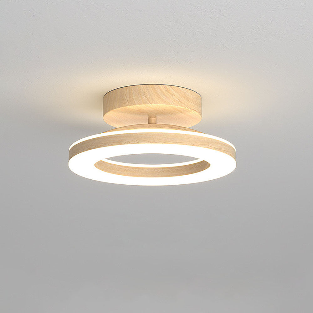 Lunara | Elegant Modern Ring-Shaped Ceiling Lamp in Warm Wood Tone 10
