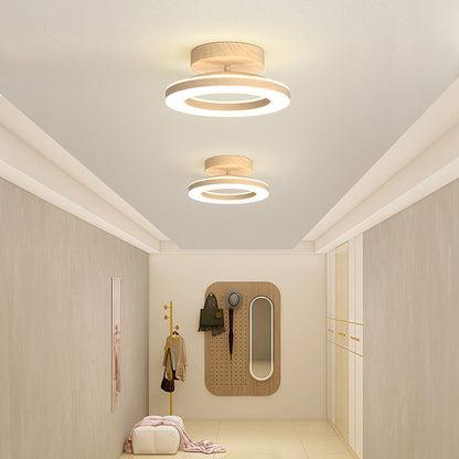 Lunara | Elegant Modern Ring-Shaped Ceiling Lamp in Warm Wood Tone 11