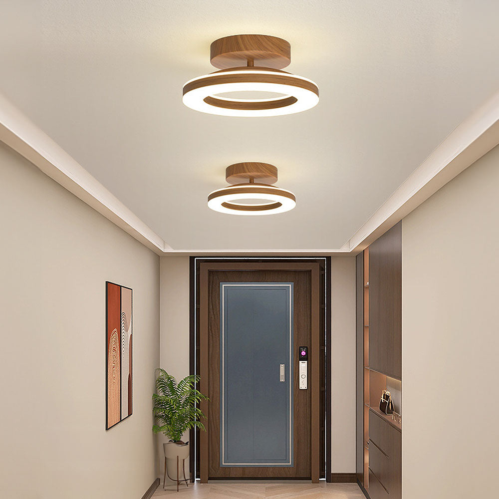 Lunara | Elegant Modern Ring-Shaped Ceiling Lamp in Warm Wood Tone 2