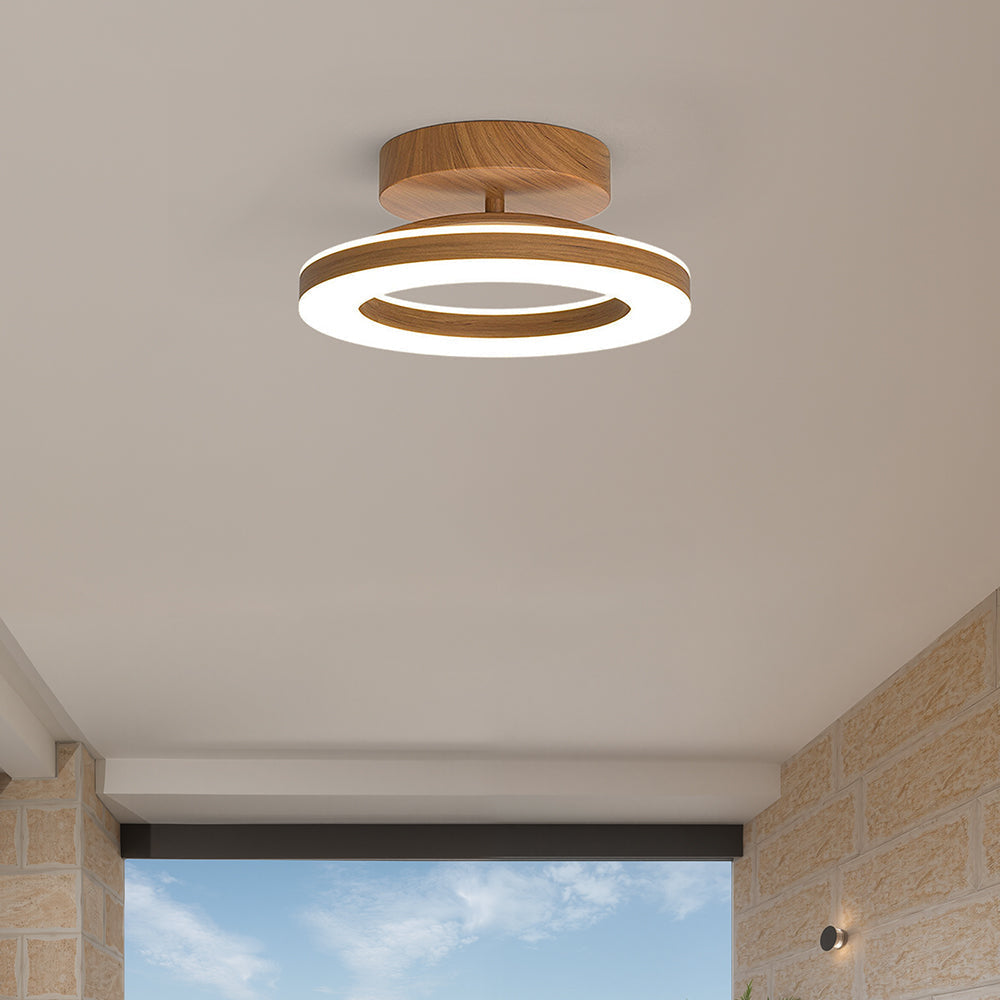 Lunara | Elegant Modern Ring-Shaped Ceiling Lamp in Warm Wood Tone 4
