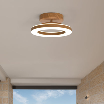 Lunara | Elegant Modern Ring-Shaped Ceiling Lamp in Warm Wood Tone 4