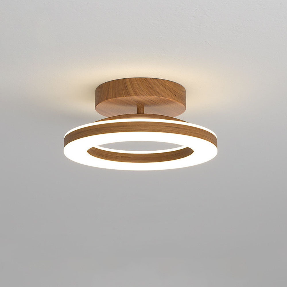 Lunara | Elegant Modern Ring-Shaped Ceiling Lamp in Warm Wood Tone 5