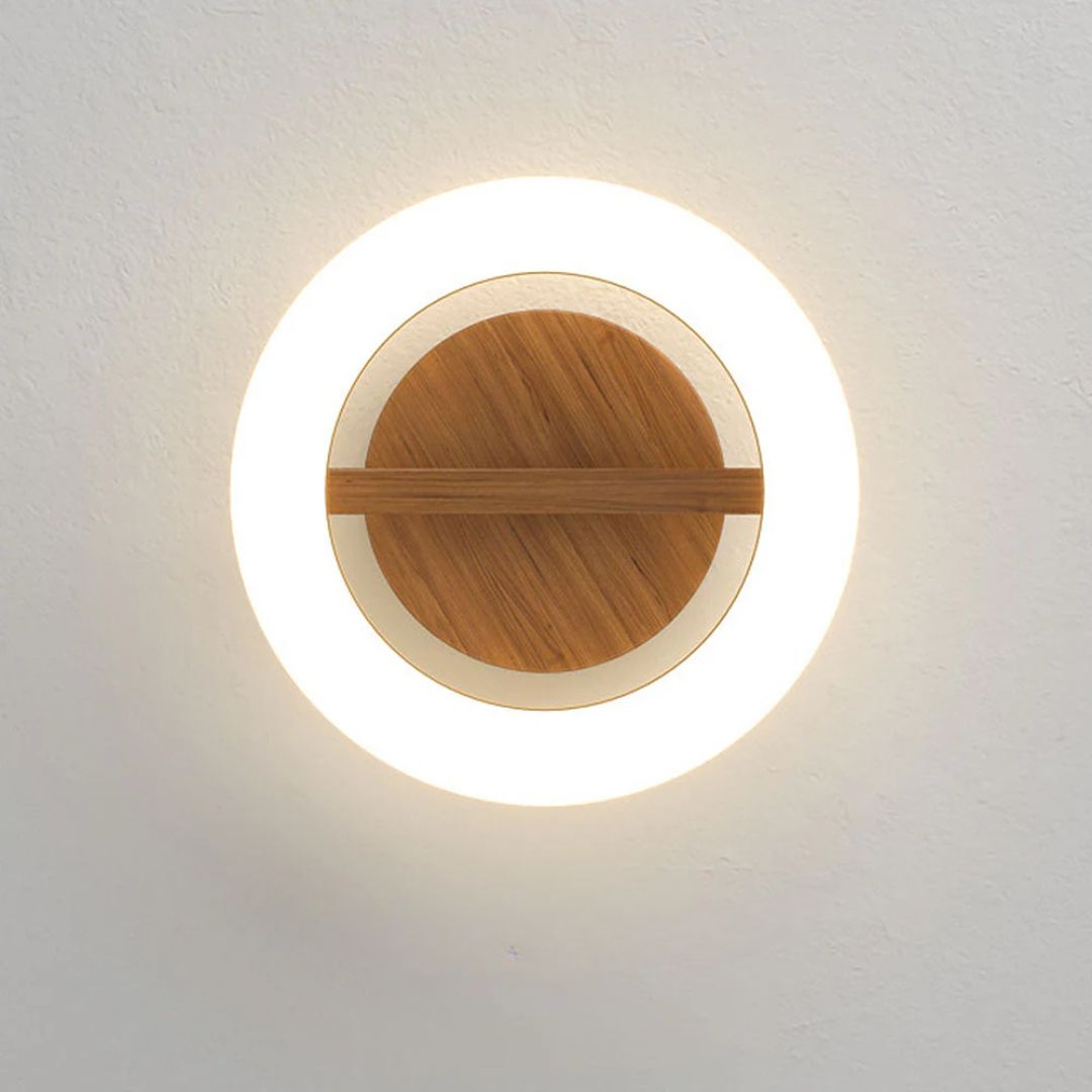 Lunara | Elegant Modern Ring-Shaped Ceiling Lamp in Warm Wood Tone 6