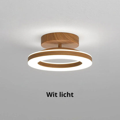 Lunara | Elegant Modern Ring-Shaped Ceiling Lamp in Warm Wood Tone 7