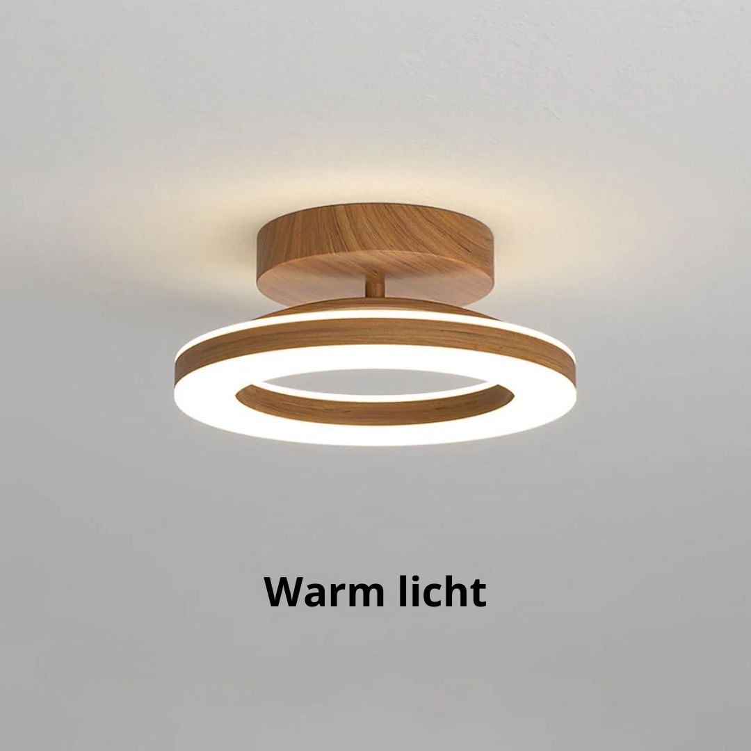 Lunara | Elegant Modern Ring-Shaped Ceiling Lamp in Warm Wood Tone 8