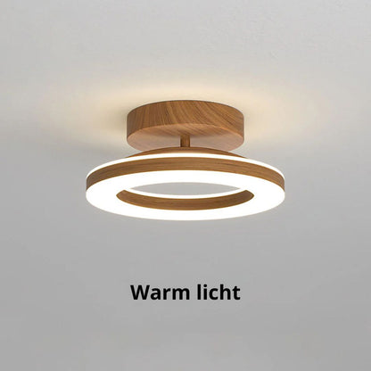 Lunara | Elegant Modern Ring-Shaped Ceiling Lamp in Warm Wood Tone 8