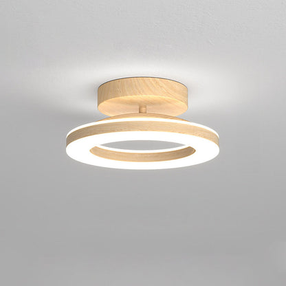 Lunara | Elegant Modern Ring-Shaped Ceiling Lamp in Warm Wood Tone 9
