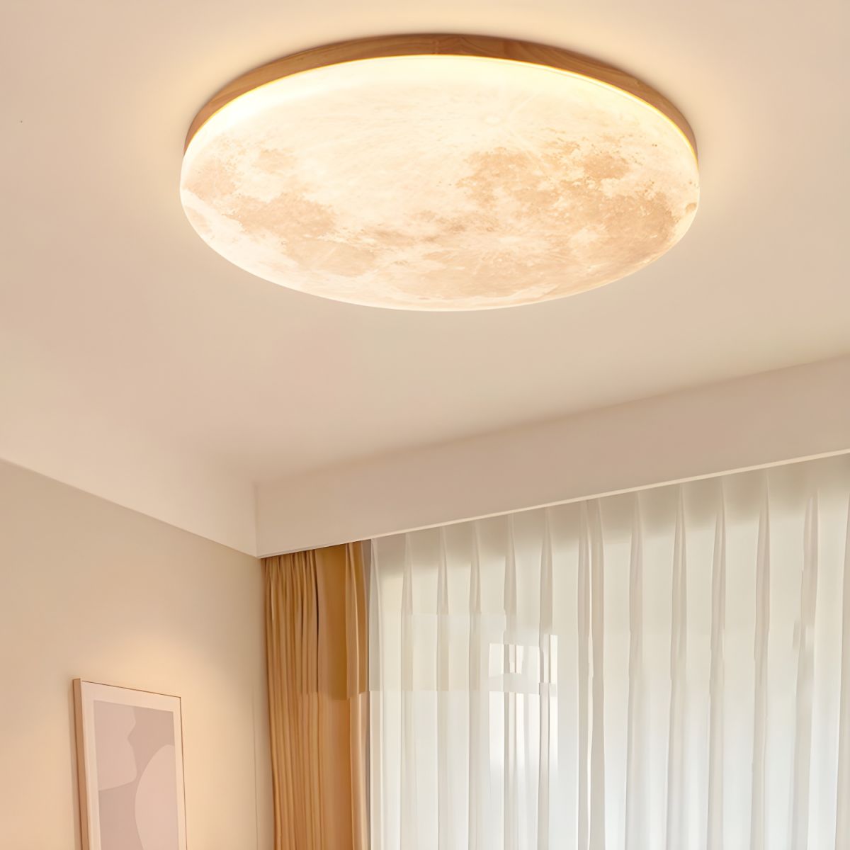 Lunara | Elegant Soothing Moon Design Flush Mount Ceiling Light Fixture 3