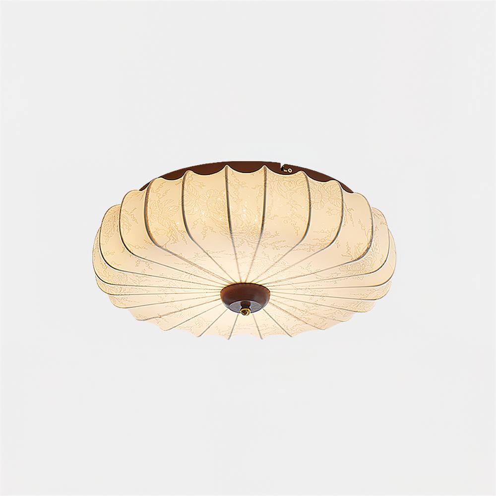 Stylish Wooden LED Ceiling Lamp with Linen Shade - Lusomart