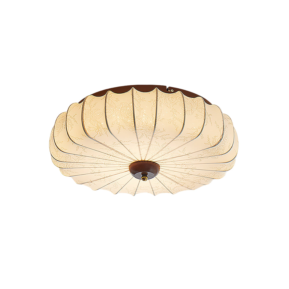 Lunara | Elegant Walnut Wood LED Ceiling Light Fixture with Fabric Shade 1