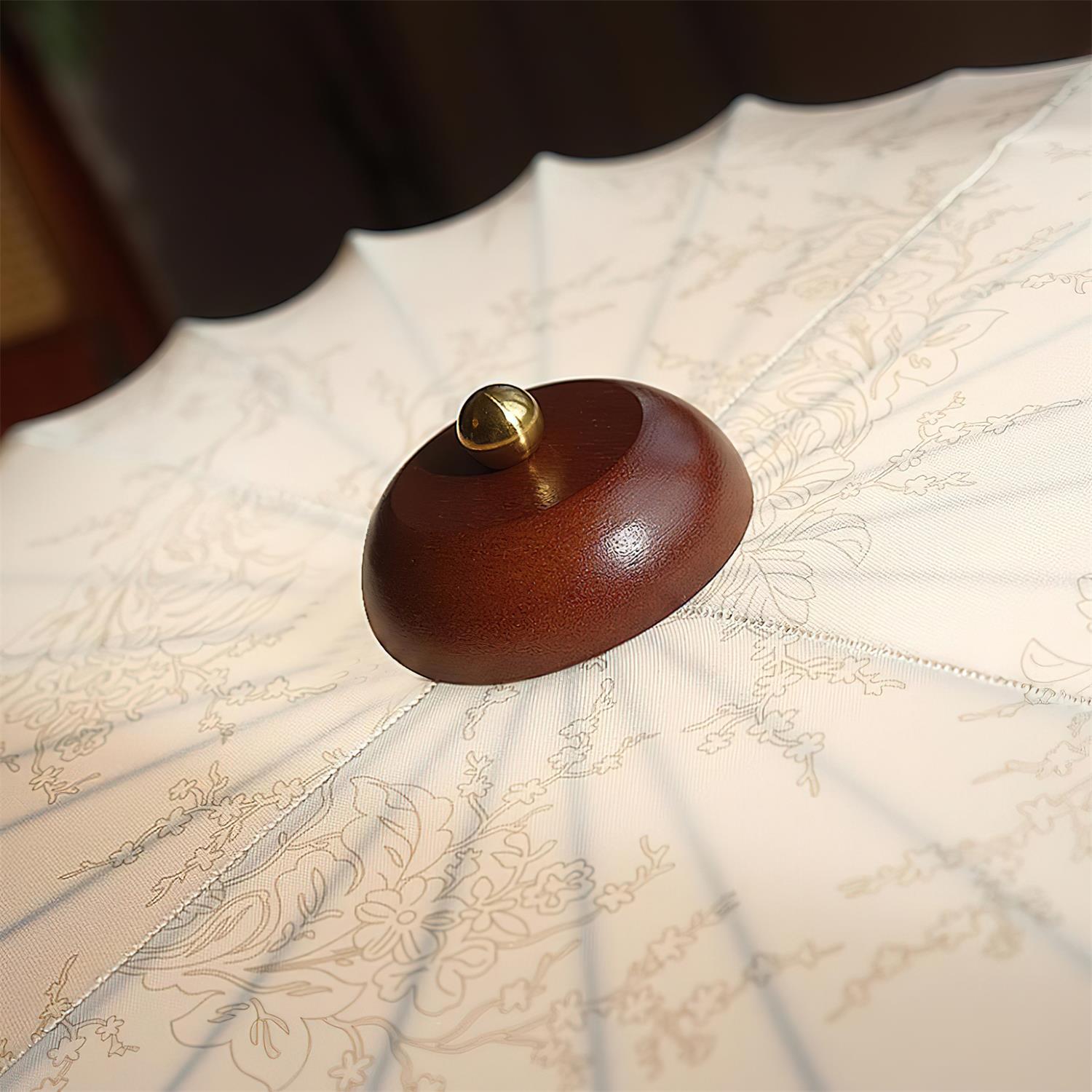 Lunara | Elegant Walnut Wood LED Ceiling Light Fixture with Fabric Shade 6
