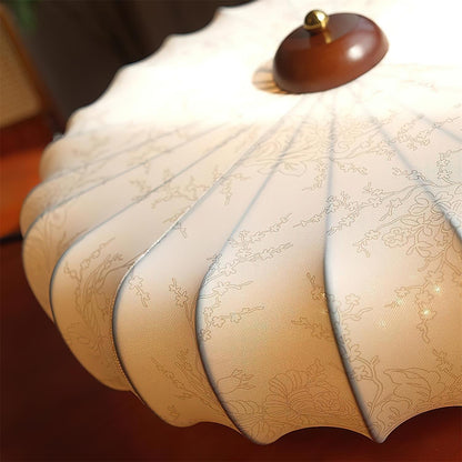Lunara | Elegant Walnut Wood LED Ceiling Light Fixture with Fabric Shade 7