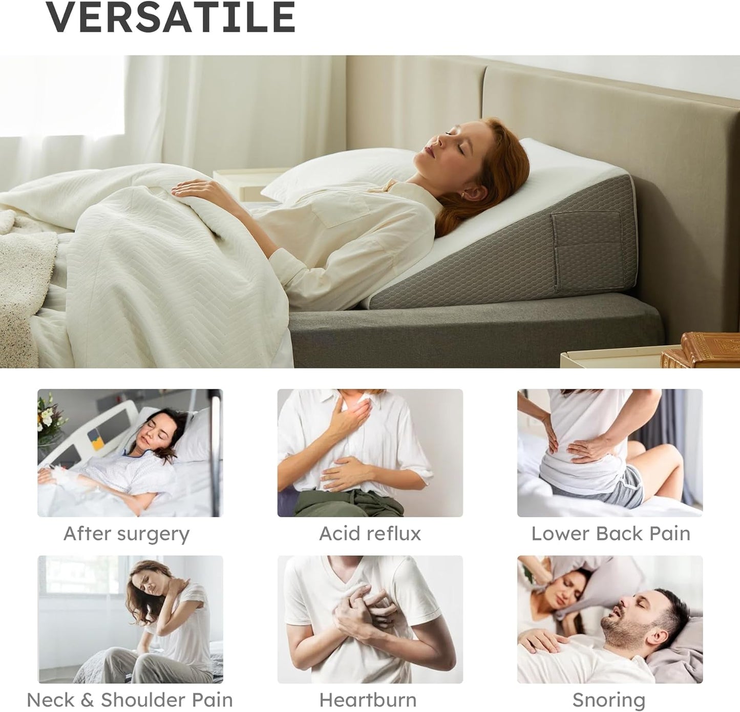 Lunaria | Comfortable Gel Memory Foam Wedge Pillow for Acid Reflux Relief 3
