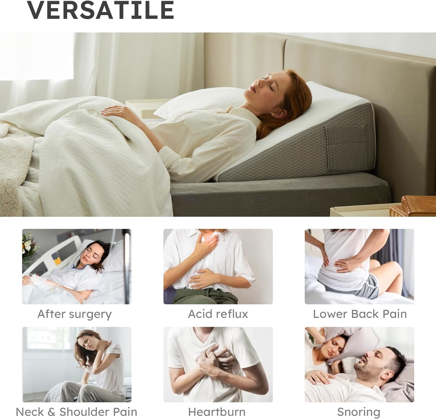 Lunaria | Comfortable Gel Memory Foam Wedge Pillow for Acid Reflux Relief 3