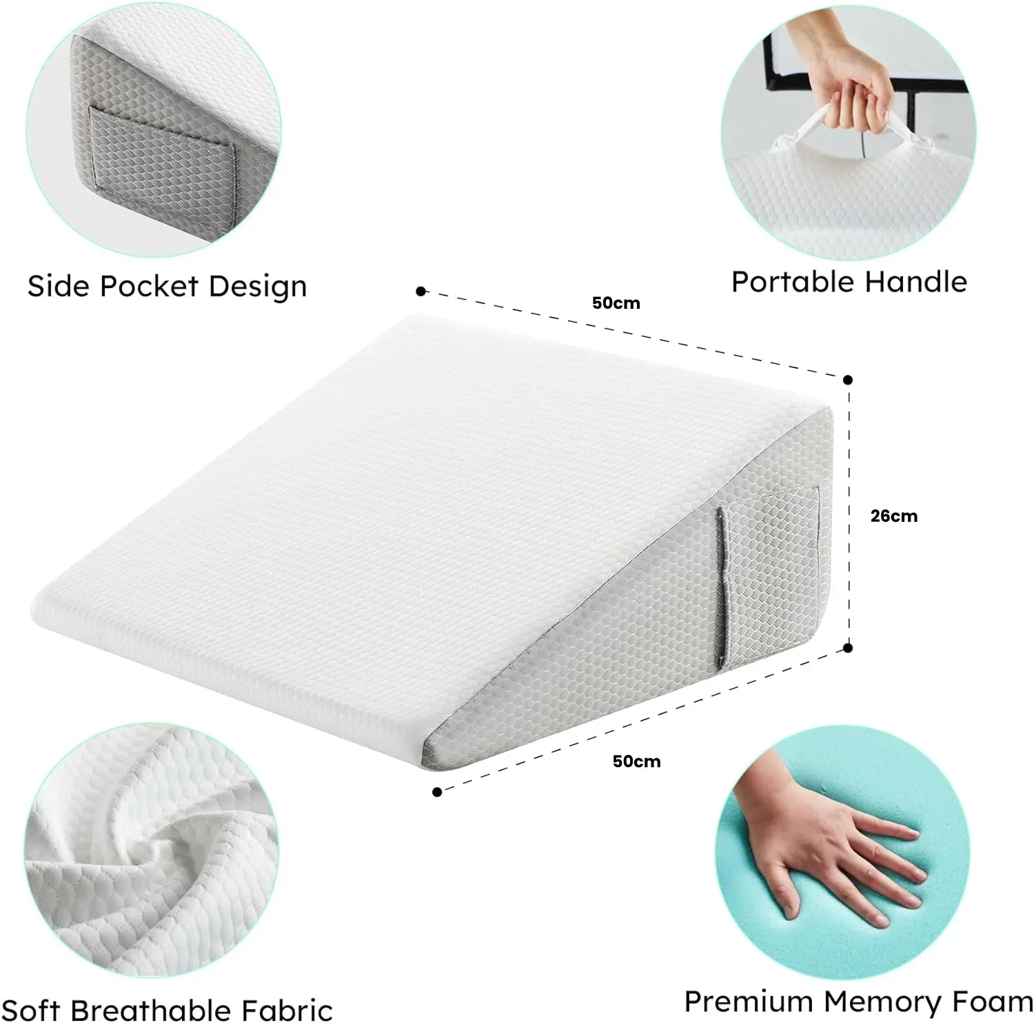 Lunaria | Comfortable Gel Memory Foam Wedge Pillow for Acid Reflux Relief 4