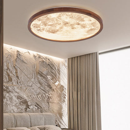 Lunaris | Elegant Modern Walnut Wood LED Ceiling Light Fixture 3