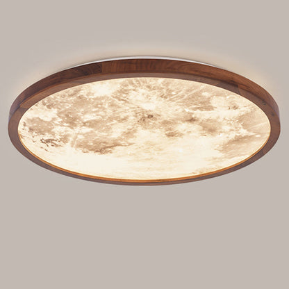 Lunaris | Elegant Modern Walnut Wood LED Ceiling Light Fixture 5