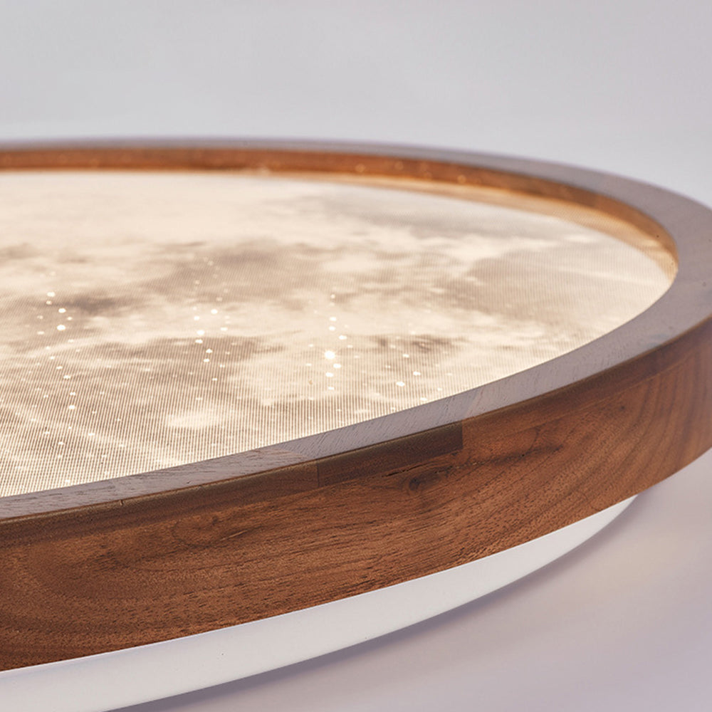 Lunaris | Elegant Modern Walnut Wood LED Ceiling Light Fixture 8
