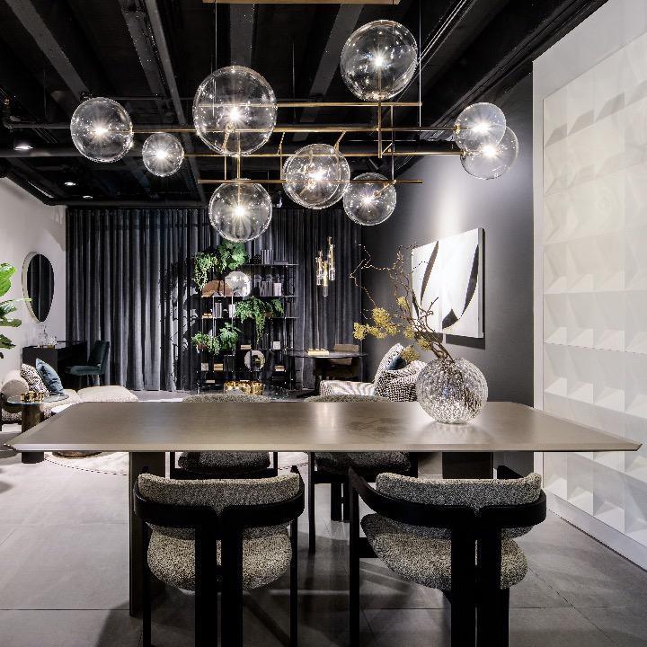 LustraSphere | Elegant Modern Brass Ceiling Lamp with Glass Orbs 6