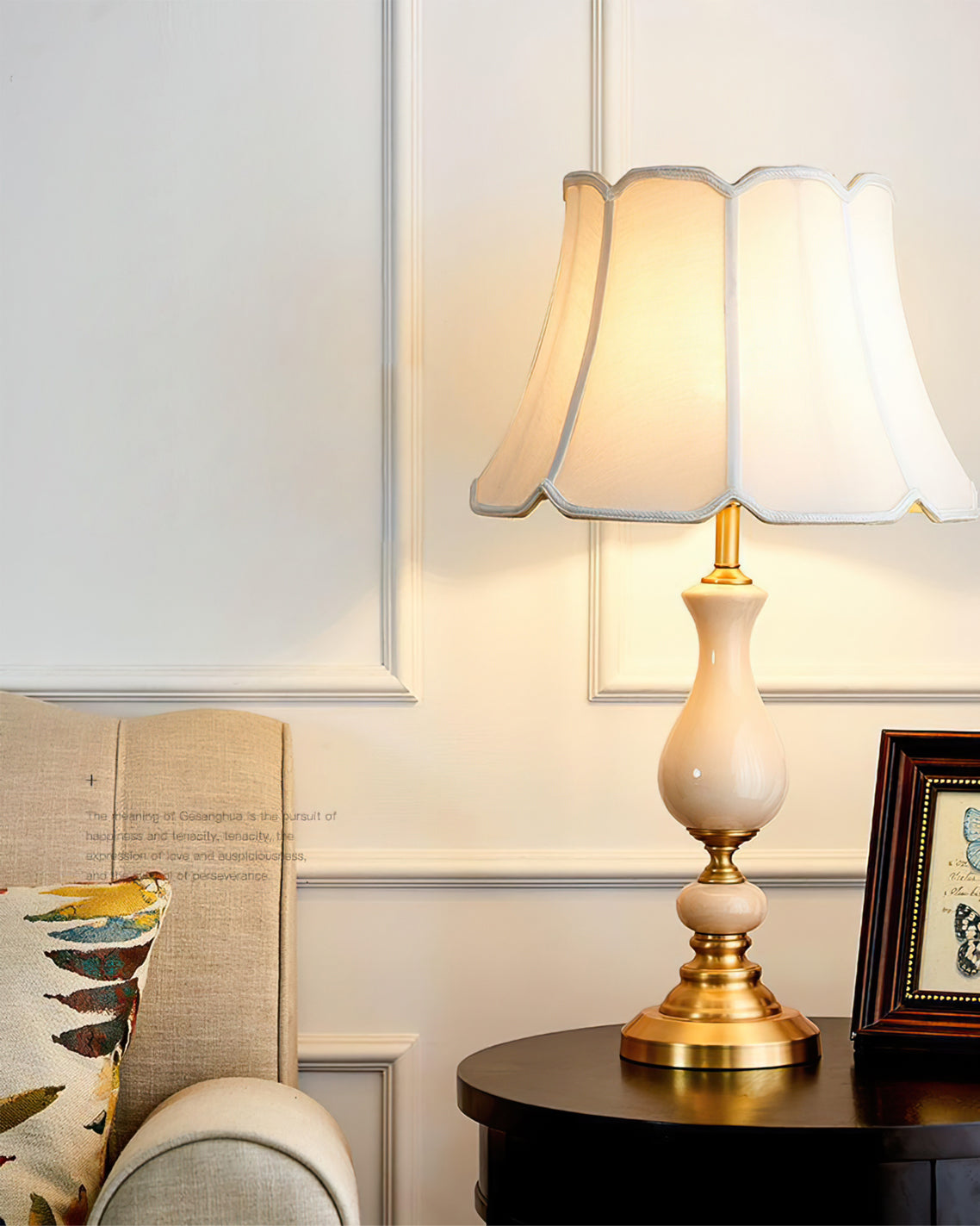 LuxeCraft – Elegant Ceramic and Brass Table Lamp 4