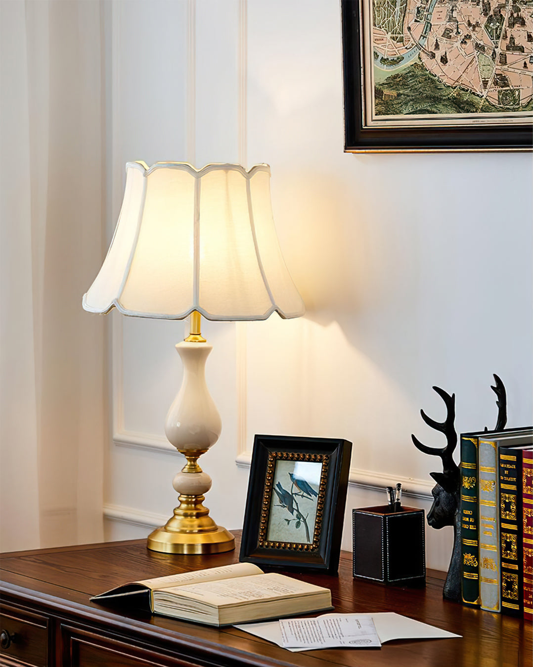 LuxeCraft – Elegant Ceramic and Brass Table Lamp 5