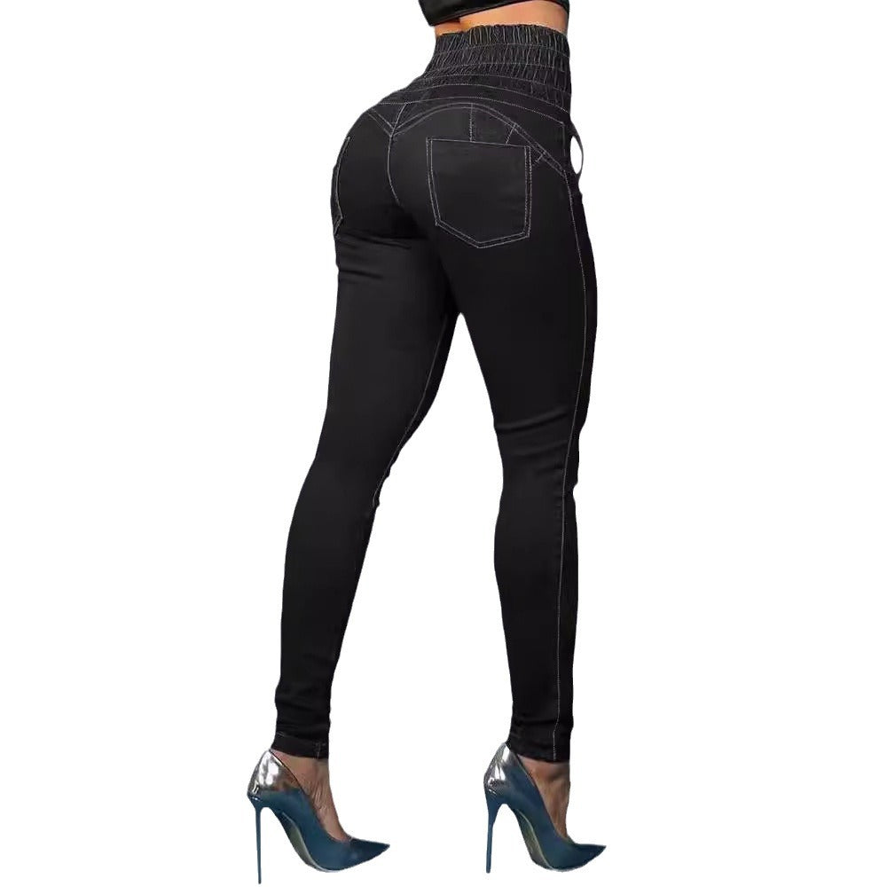 LuxeFit | Stylish High-Waisted Black Jeggings for Women with Lace-Up Detail 1
