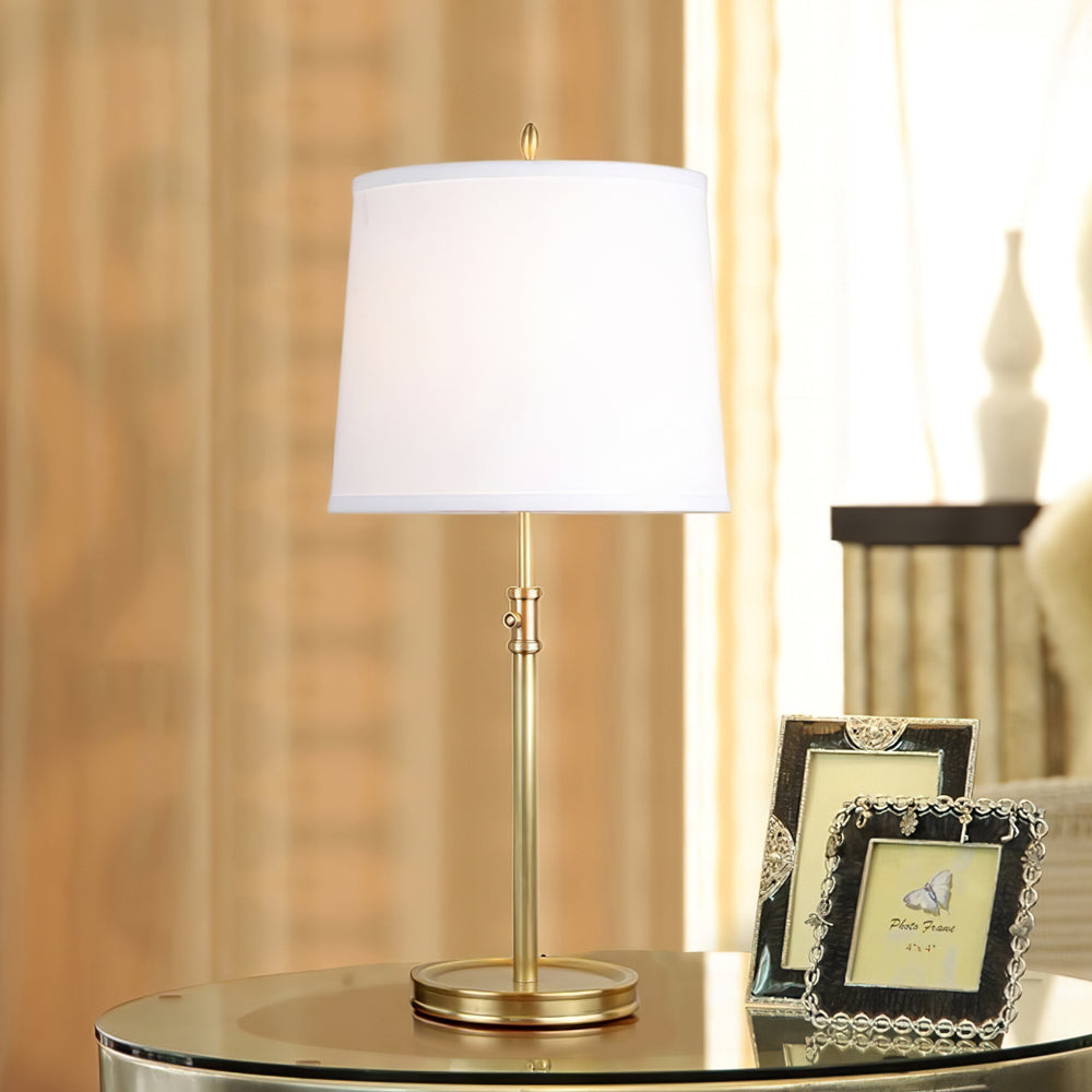 LuxeGlow – Classic Brass Table Lamp with Linen Shade 2