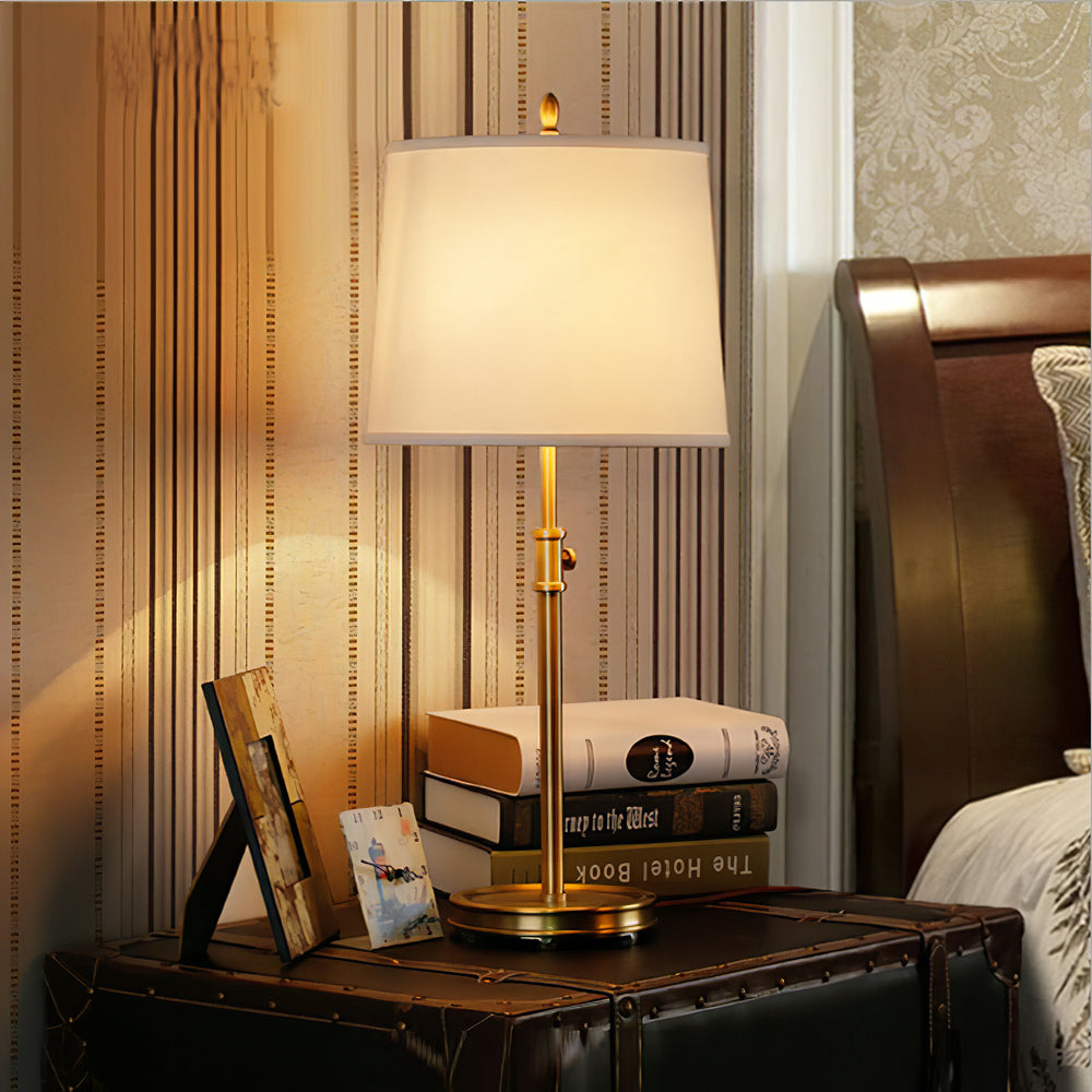 LuxeGlow – Classic Brass Table Lamp with Linen Shade 3