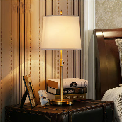 LuxeGlow – Classic Brass Table Lamp with Linen Shade 3