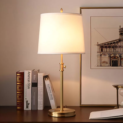 LuxeGlow – Classic Brass Table Lamp with Linen Shade 4
