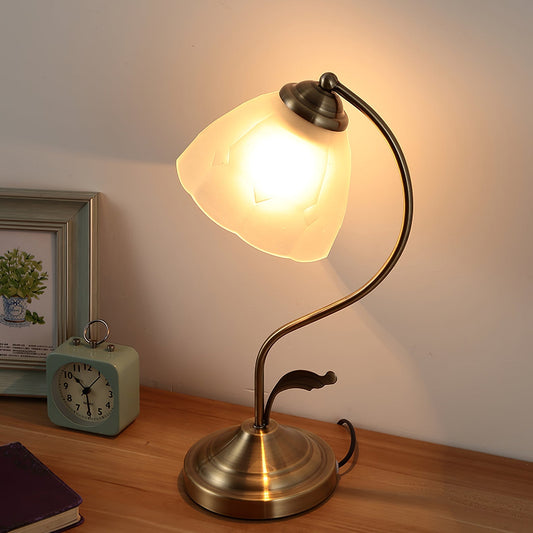 Elegant Floral Glass Table Lamp with Warm Glow - Lusomart