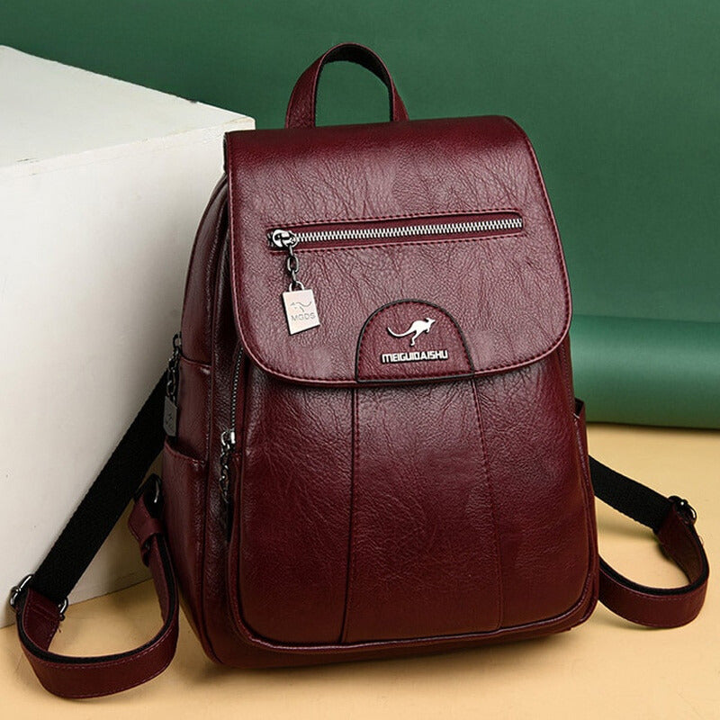 Classic Daily Leather Rucksack for Ladies - Lusomart