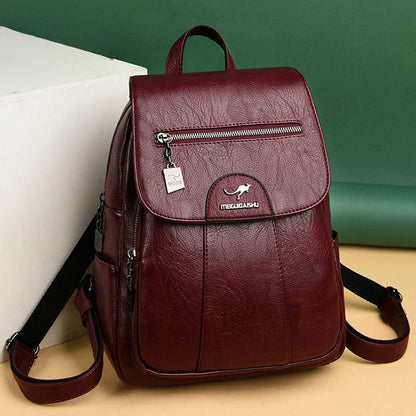 Classic Daily Leather Rucksack for Ladies - Lusomart